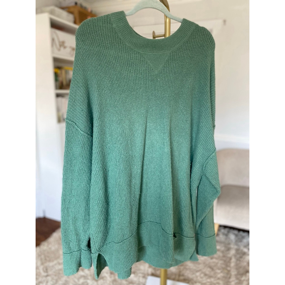 Aerie Sage Green Oversized Knit Sweater Cozy Soft Girl Buttery Soft Lounge Boho - Picture 3 of 8